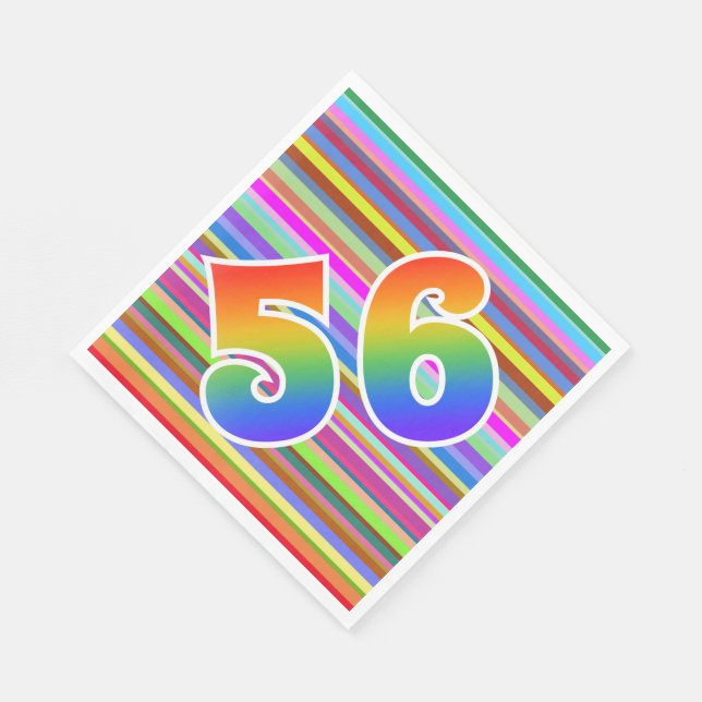 Colourful Stripes + Rainbow Pattern "56" Event # Napkin (Corner)