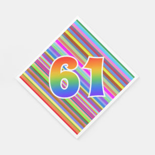 Colourful Stripes + Rainbow Pattern "61" Event # Napkin