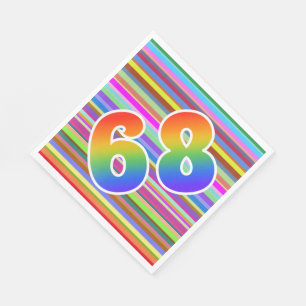 Colourful Stripes + Rainbow Pattern "68" Event # Napkin