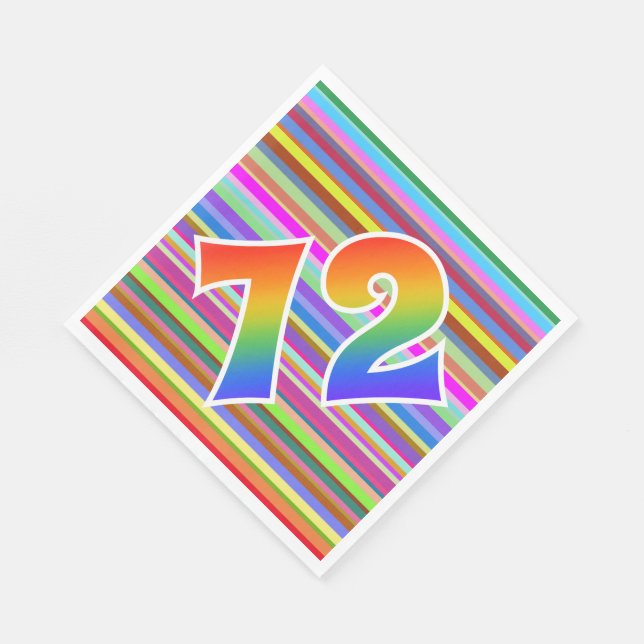 Colourful Stripes + Rainbow Pattern "72" Event # Napkin (Corner)