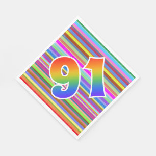 Colourful Stripes + Rainbow Pattern "91" Event # Napkin