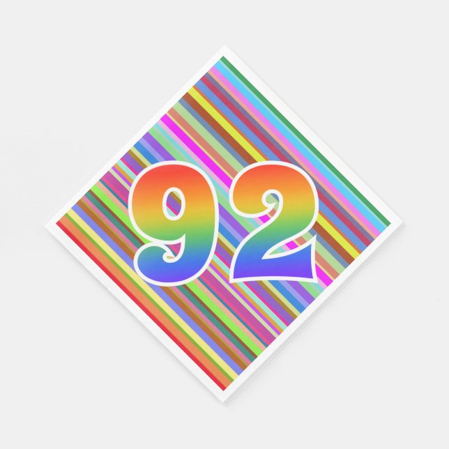 Colourful Stripes + Rainbow Pattern "92" Event # Napkin (Corner)