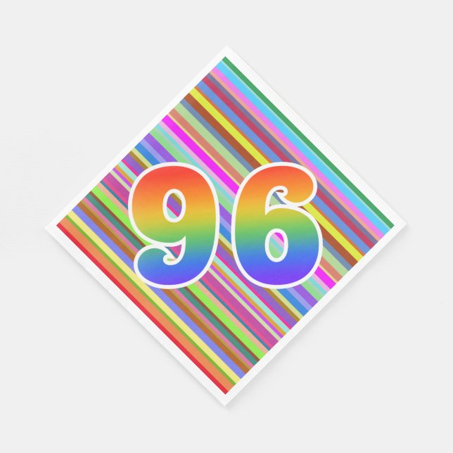 Colourful Stripes + Rainbow Pattern "96" Event # Napkin (Corner)