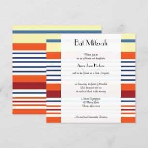 Colourful Stripes, Rainbow Stripes, Bat Mitzvah Invitation
