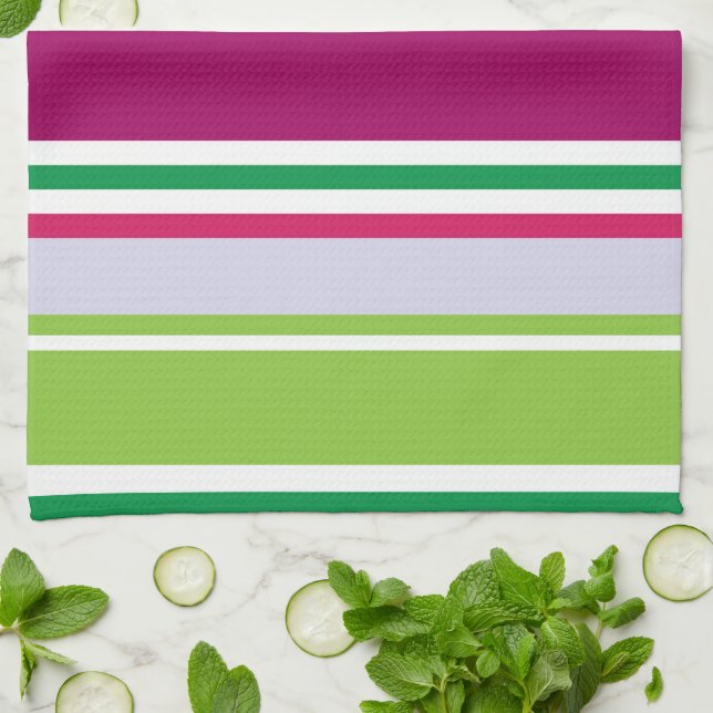Colourful Stripes, Rainbow Stripes, Striped Patter Kitchen Towel (Folded)