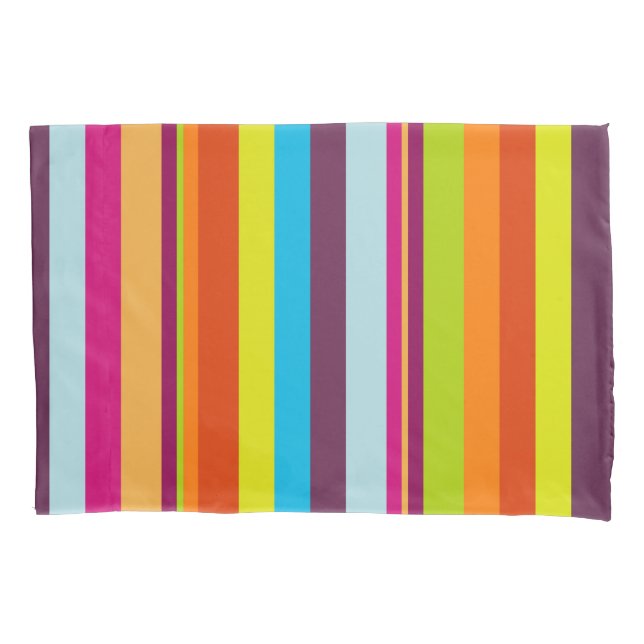 Colourful Stripes, Rainbow Stripes, Striped Patter Pillowcase (Front)