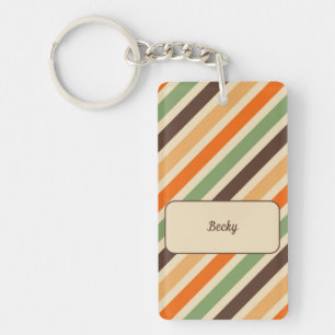 Colourful Stripes Retro Style Groovy Funky Keychain