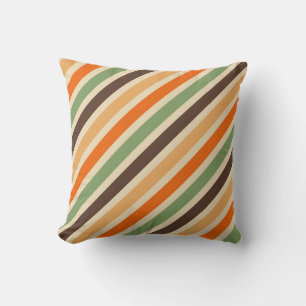 Colourful Stripes Retro Style Groovy Funky Throw Pillow