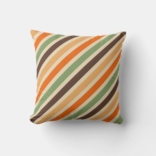 Colourful Stripes Retro Style Groovy Funky Throw Pillow (Front)