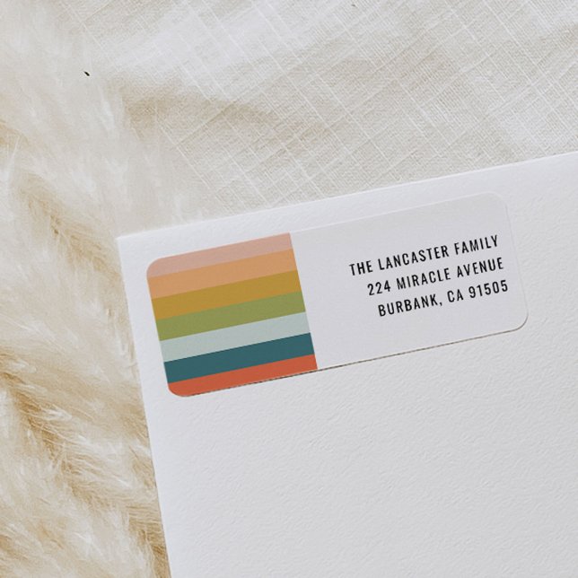 Colourful Stripes Return Address Label (Colorful stripes return address labels.)