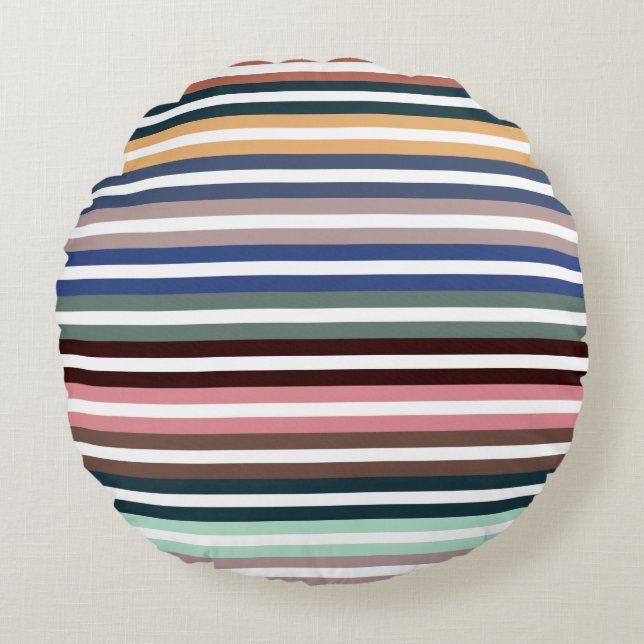 Colourful Stripes Round Pillow (Front)