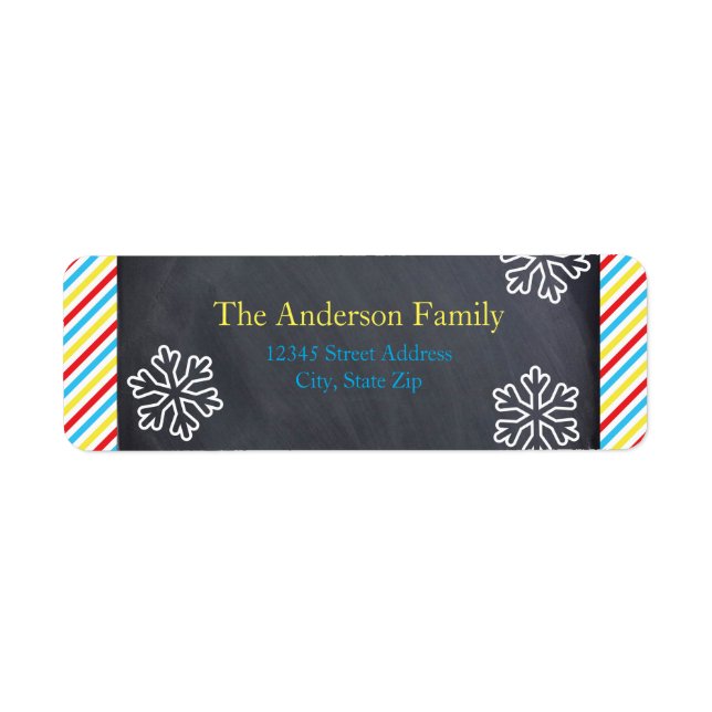 Colourful Stripes Snowflakes - Address Labels (Front)