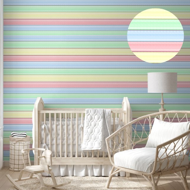 Colourful Stripes Soft Pastel horizontal Line peel Wallpaper (Creator Uploaded)
