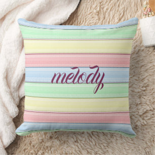 Colourful Stripes Soft Pastel Horizontal Lines Throw Pillow