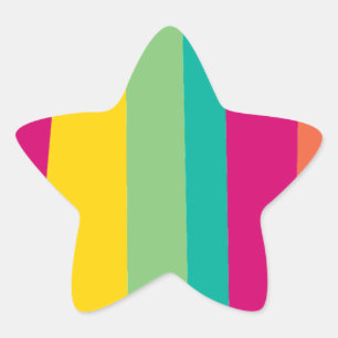 colourful stripes star sticker