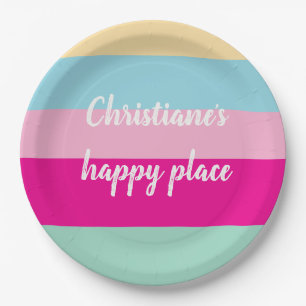 Colourful Stripes Text Template Paper Plate