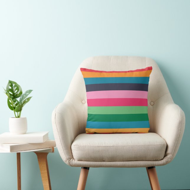 Colourful Stripes Throw Pillow (Chair)