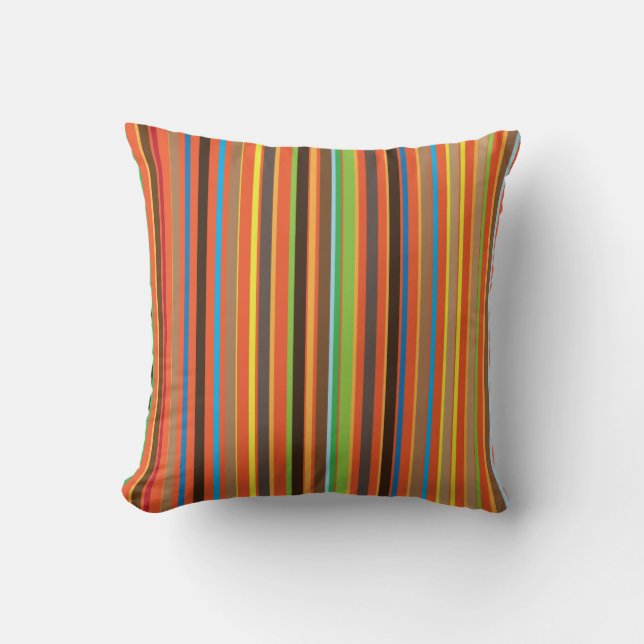 colourful stripes throw pillow (Front)