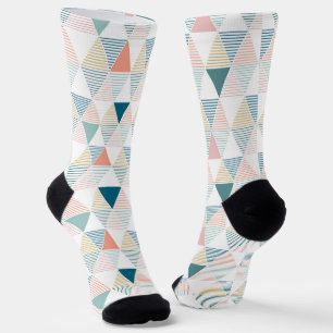Colourful stripes triangles seamless pattern socks