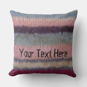 colourful stripes vintage style fun knitted  throw pillow