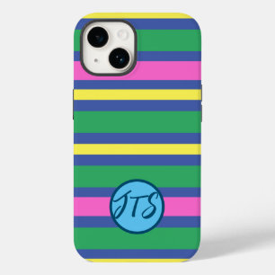 Colourful Stripes w/Customized Monogram iPhone Cas Case-Mate iPhone 14 Case