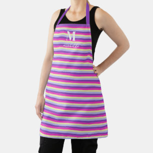 Colourful Stripes with Monogram Script Apron