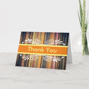 Colourful Stripes with Orange Badge Thank You Card
