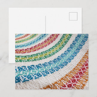 Colourful Stripes Woven Fabric Holiday Postcard