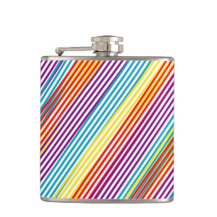 Colourful strips pattern hip flask