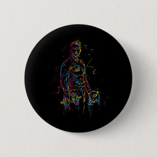Colourful Strongman Bodybuilding Gym Weightlifting 2 Inch Round Button
