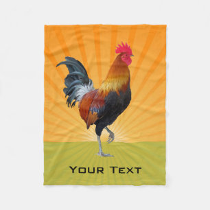 Colourful Strutting Rooster Design Fleece Blanket
