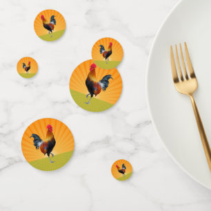 Colourful Strutting Rooster Design Table Confetti