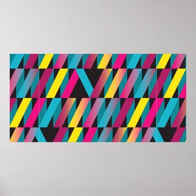 Colourful stylish abstract ribbon geometric patter poster (Front)