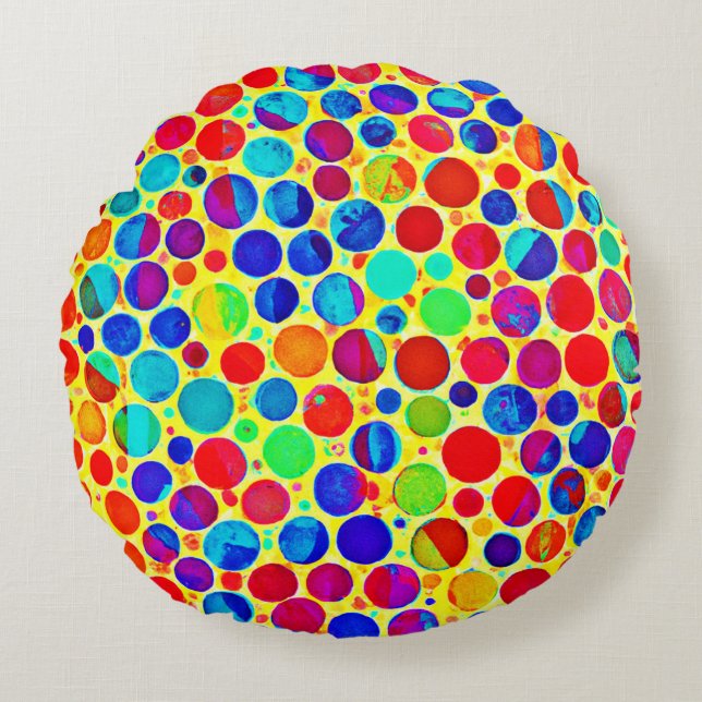 Colourful Stylish and Chic Pattern Round Pillow (Front)