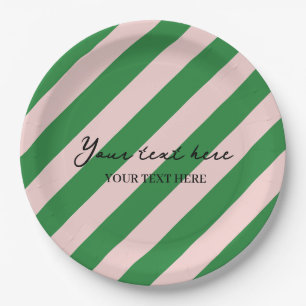 Colourful Stylish Minimalist Green Stripes Party  Paper Plate