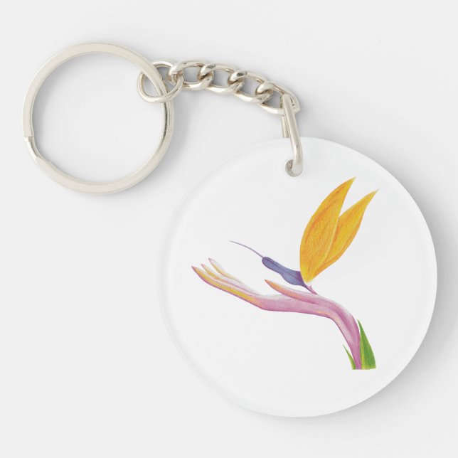 Colourful Stylized Bird of Paradise Keychain (Front)