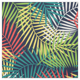 Colourful Stylized Coconut Leafs Pattern Fabric