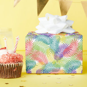 Colourful Stylized Coconut Palm Leafs Pattern Wrapping Paper