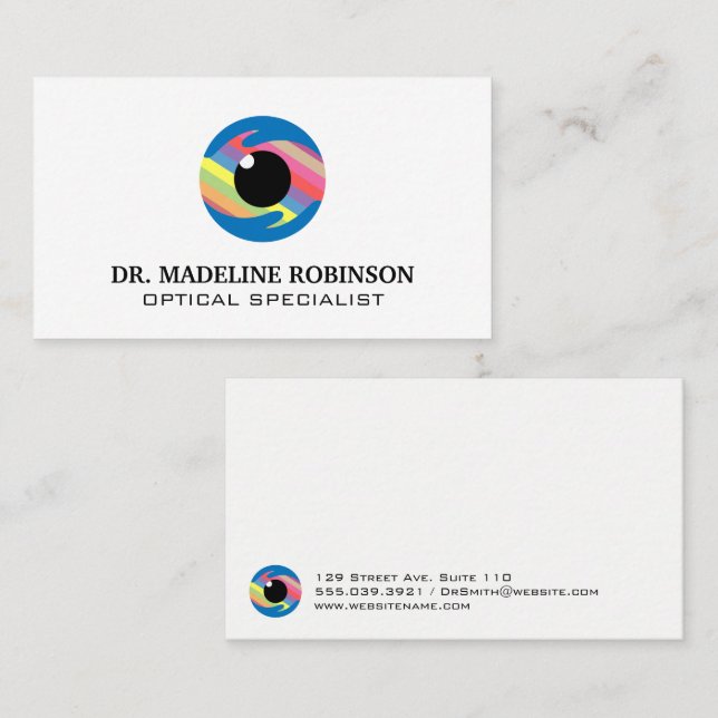 Colourful Stylized Eye Logo | Optometrist Appointment Card (Front/Back)