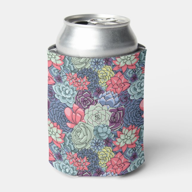Colourful Succulent Pattern Can Cooler (Can Front)