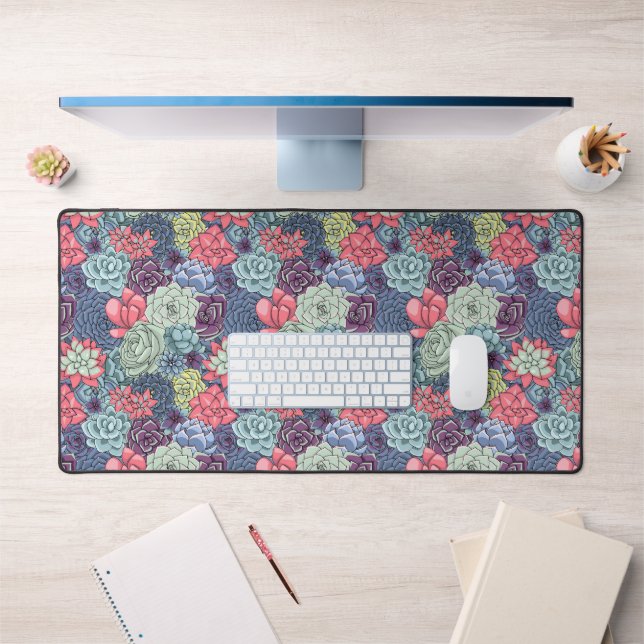 Colourful Succulent Pattern Desk Mat (Office 1)