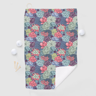 Colourful Succulent Pattern Golf Towel