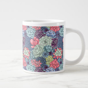 Colourful Succulent Pattern Large Coffee Mug