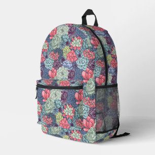 Colourful Succulent Pattern Printed Backpack