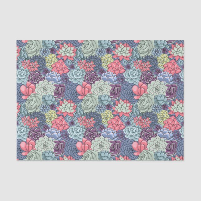 Colourful Succulent Pattern Tissue Paper (Front)