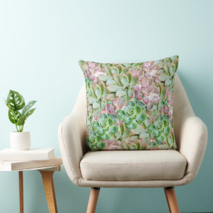 Colourful Succulent Throw Pillow