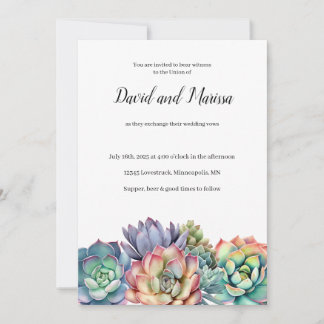 Colourful Succulent Wedding Invitation