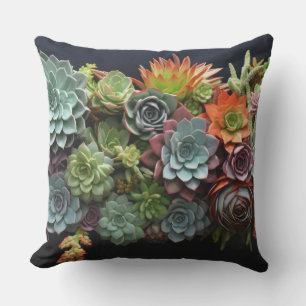 Colourful succulents arrangement outdoor pillow