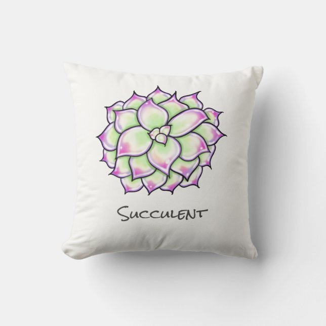 Colourful Succulents, cacti desert floral Blooms Throw Pillow (Front)