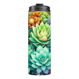 Colourful Succulents Collage Thermal Tumbler